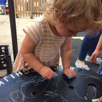 Little Owls Writing With Chalk At Derehma Norfolk (4)