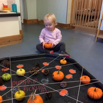 Pumpkin Sensory Tray At Little Owls Baby Care Norfolk (2)